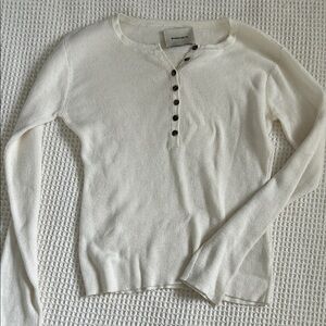 Shaina Mote Off-White Henley Button Down Shirt